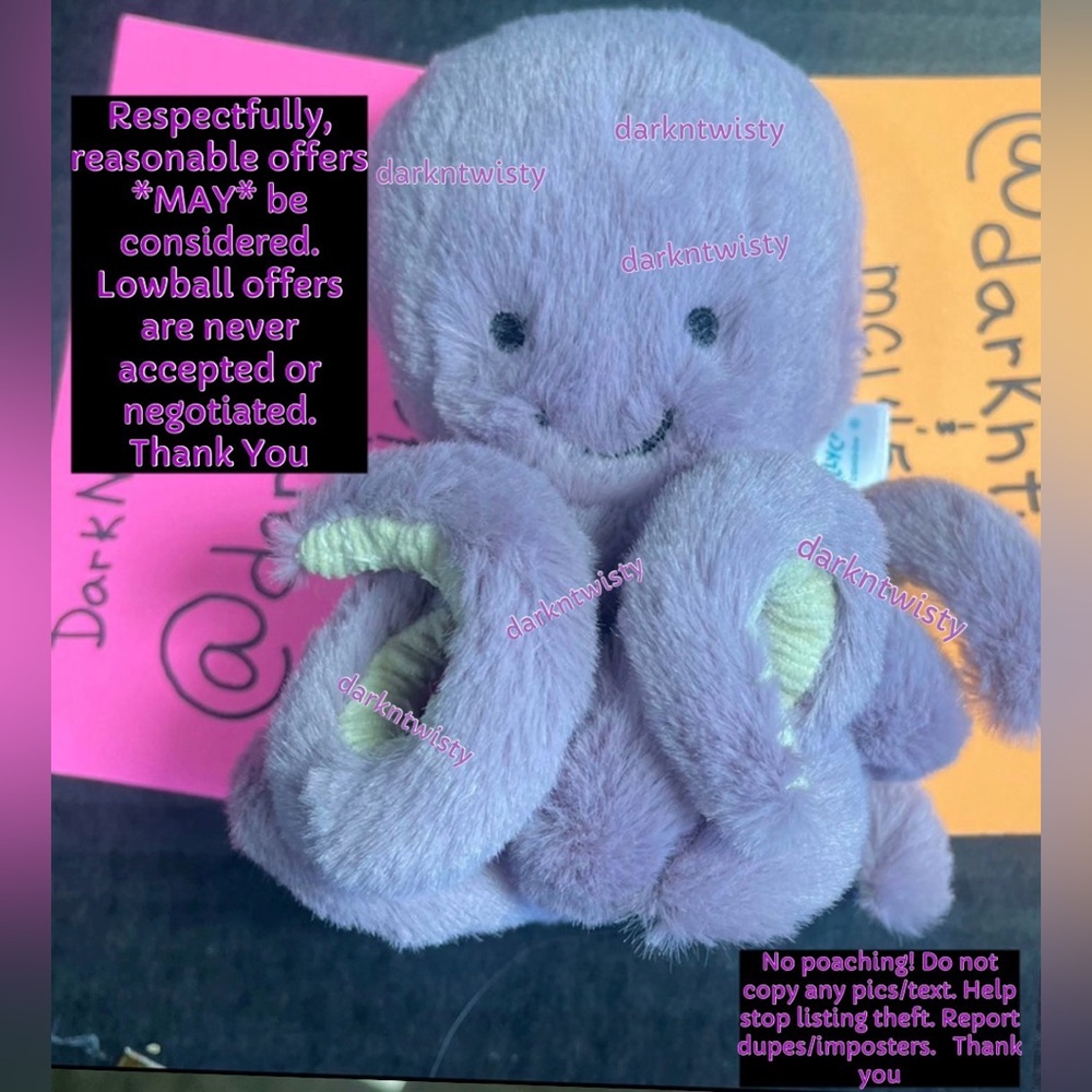 BNWT JELLYCAT BABY/TINY MAYA OCTOPUS 1 OWNER AUTHENTIC SALES RECEIPT - Picture 10 of 12
